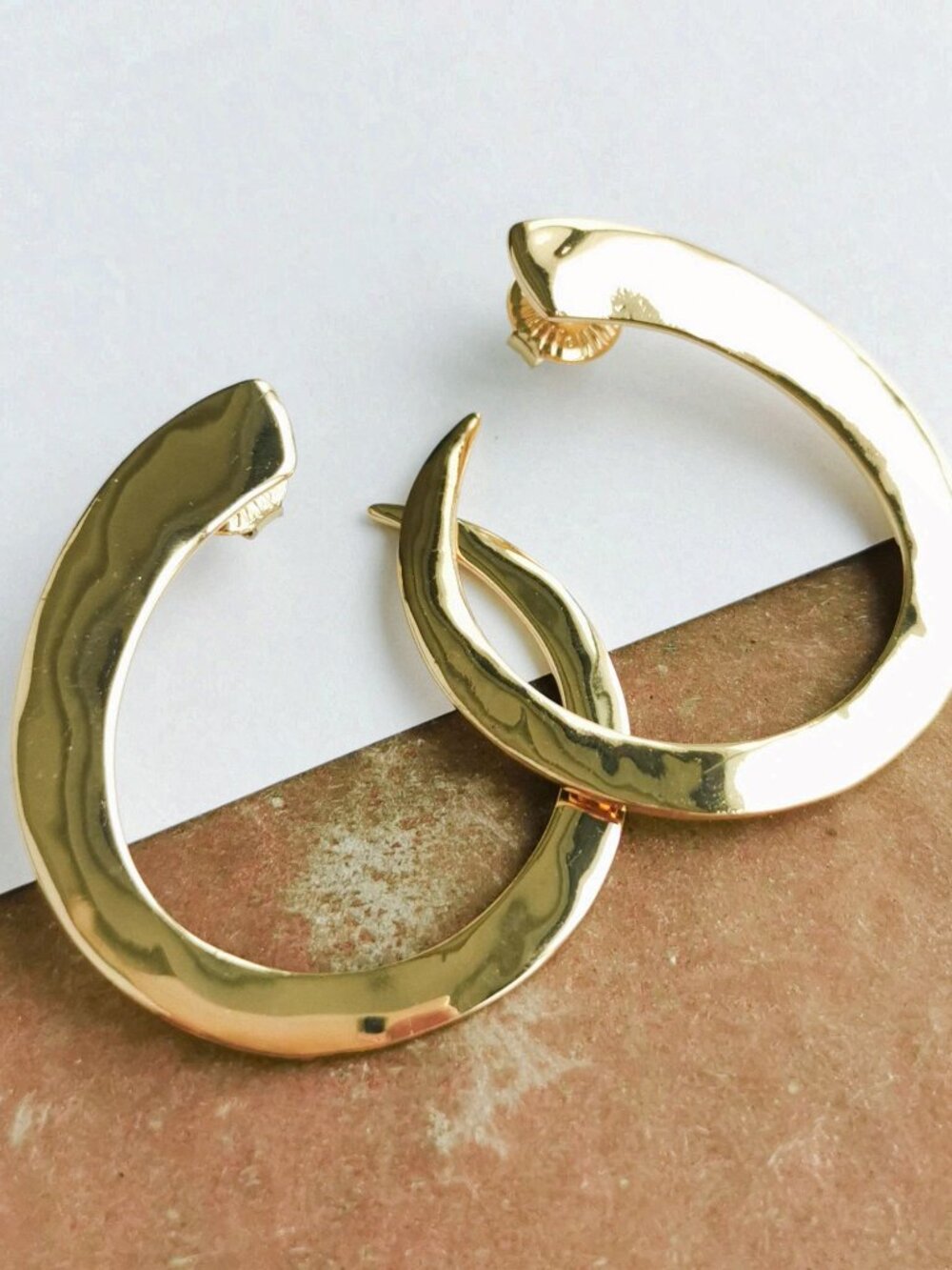 Robert Lee Morris Gold Crescent Hoop Earrings - Picture 3 of 3